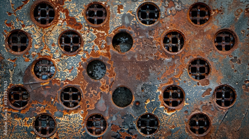 Texture of Metal Surface Corrosion and Dirt on Manhole Cover Patterns