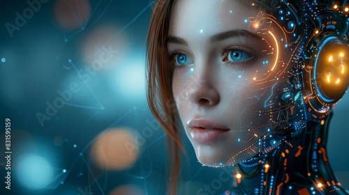 Connecting human data to mindset of Artificial intelligence AI, Digital data and machine learning technology and computer brain