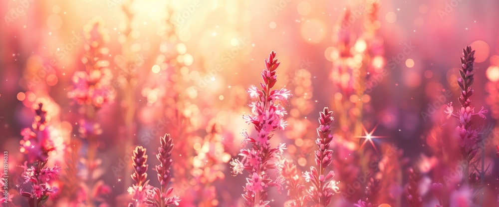 Fototapeta premium Abstract Prairie With Vibrant, Stylized Plants, Background