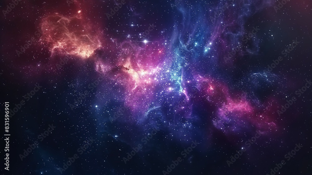 Cosmic Scene: Galaxy with Nebula and Stars