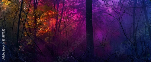 Abstract Forest With Colorful, Layered Foliage, Background