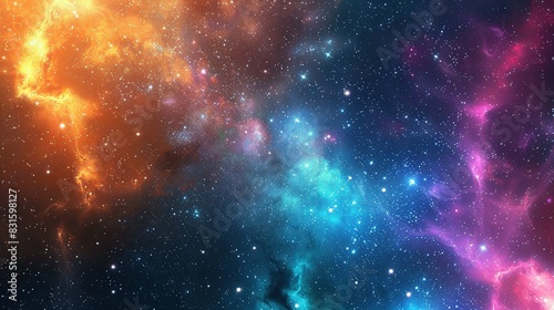 Nebula and Stars in a Galaxy  Space Background
