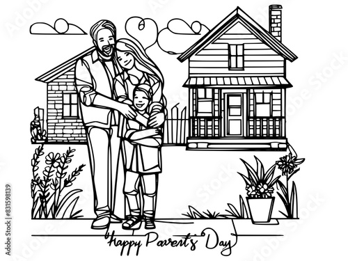 Family with a house