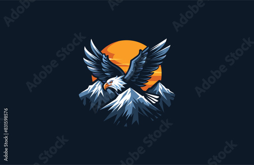 Eagle mountain logo design template vector illustration