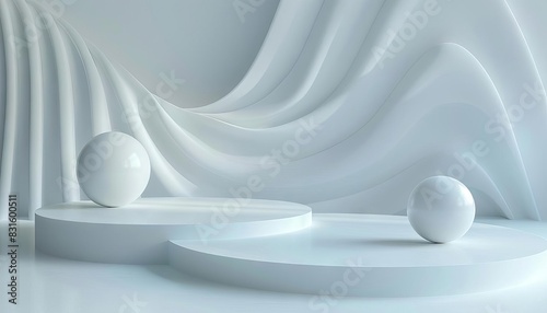 minimalist pearl white background with soft shadows and light abstract product backdrop 3d illustration