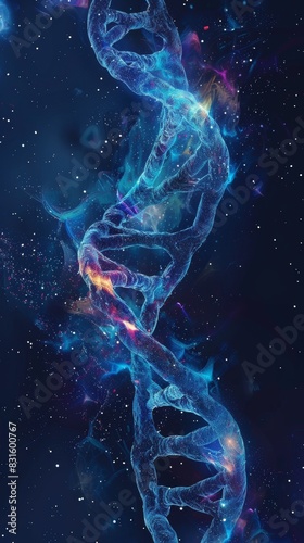 DNA double helix genetic material. Gene sequencing abstract design. Floating in space background, .science, abstract, biology, biotechnology, molecular, health, genetic