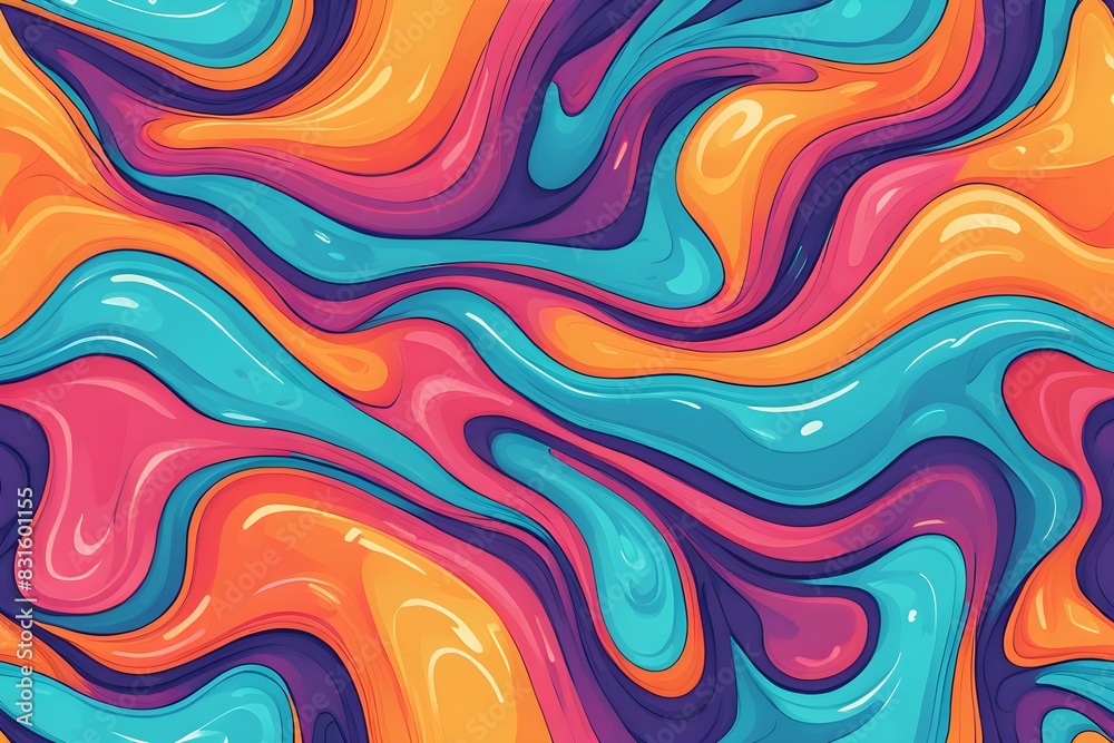 A colorful abstract painting with a lot of different colors and shapes