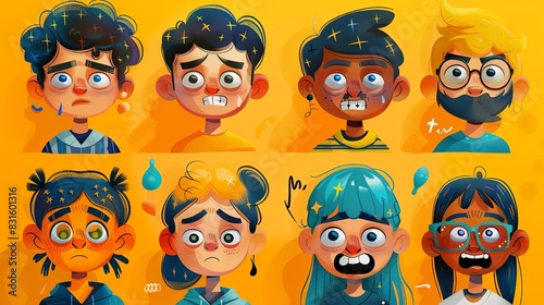 Artwork featuring characters with expressive facial features.