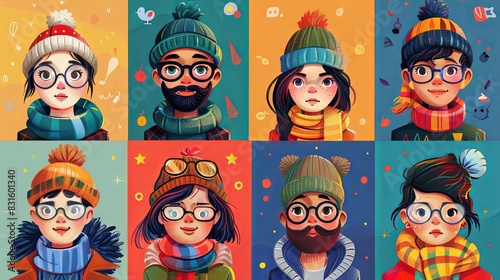 Artwork featuring characters with expressive facial features.