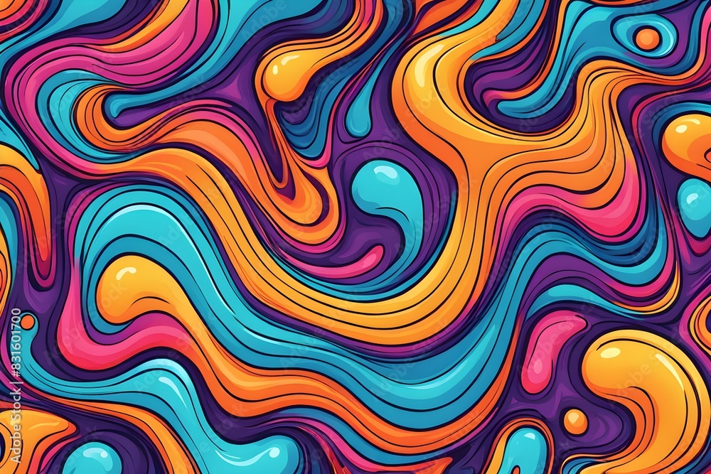 A colorful abstract painting with a lot of different colors and shapes