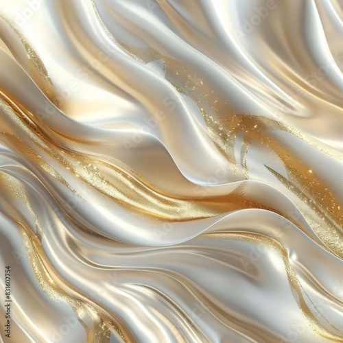 shimmering gold and white abstract art luxurious and elegant composition digital illustration