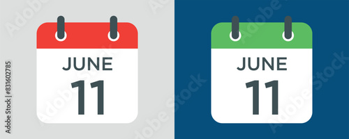 calendar - June 11 icon illustration isolated vector sign symbol