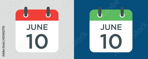 calendar - June 10 icon illustration isolated vector sign symbol