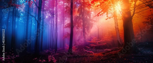 Abstract Enchanted Forest With Holographic Lights, Background