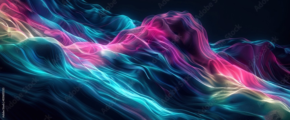 Abstract Canyon With Neon Outlines, Background Abstract Canyon With Neon Outlines, Background