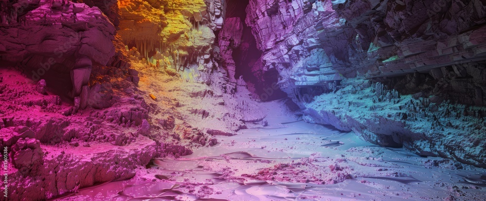 Naklejka premium Abstract Canyon With Rainbow-Colored Layers, Background