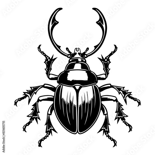 Beetle showcasing its intricate features and exoskeleton in a detailed vector design against white background ¥ 