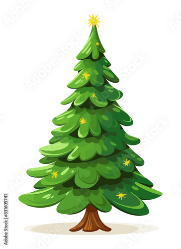 Christmas tree adorned with lights, symbolizing festive celebrations and holiday spirit. vector design against white background ¥