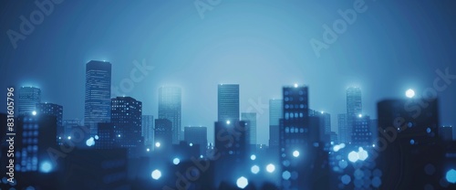 Abstract Cityscape With Floating  Luminous Buildings  Background