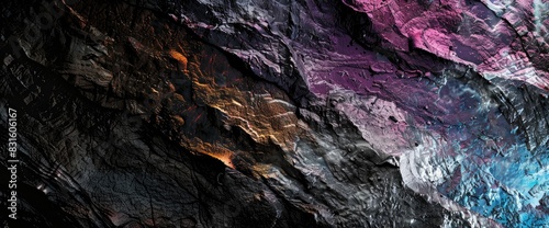 Abstract Coastal Cliffs With Jagged  Colorful Edges  Background