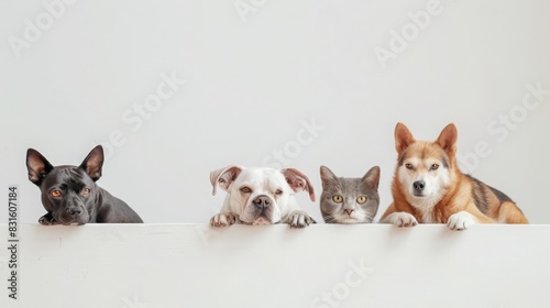 Playful Domestic Cats and Dogs Interacting in a Cozy Home Environment. Adorable Pets Having Fun Together Indoors, Showcasing Pet Companionship and Friendship © huiying