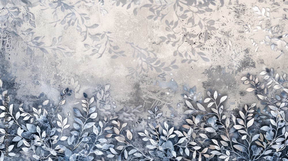 Fototapeta premium Abstract Winter Pattern with Grey Old Grunge and Platinum Traditional Banner