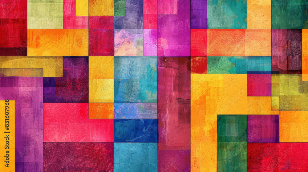 Abstract background with colorful geometric shapes and textures, perfect for design projects or art printing