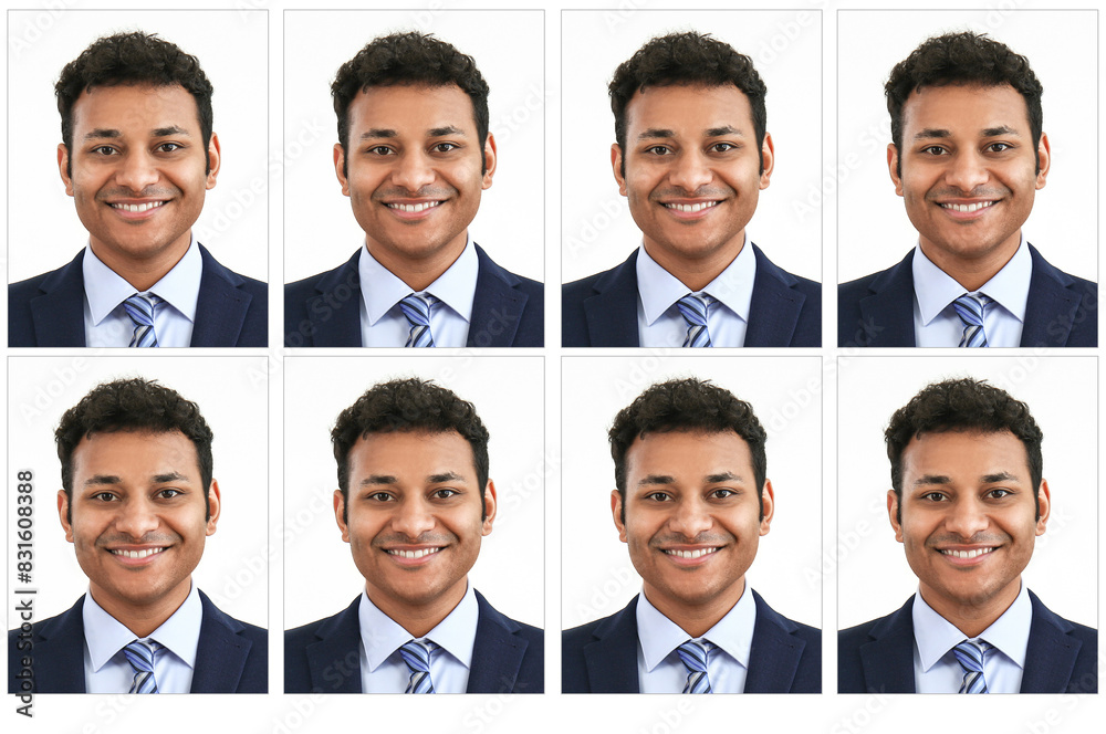 Photos of Indian man for passport on white background Photos of Indian man for passport on white background