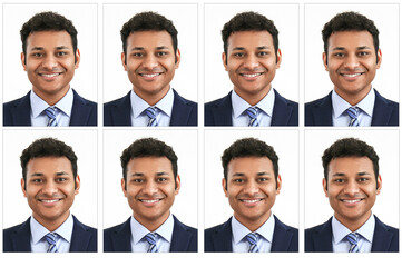 Photos of Indian man for passport on white background