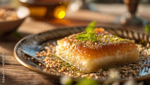 Dessert Bliss: The Perfect Moment with Knafeh on Your Plate photo