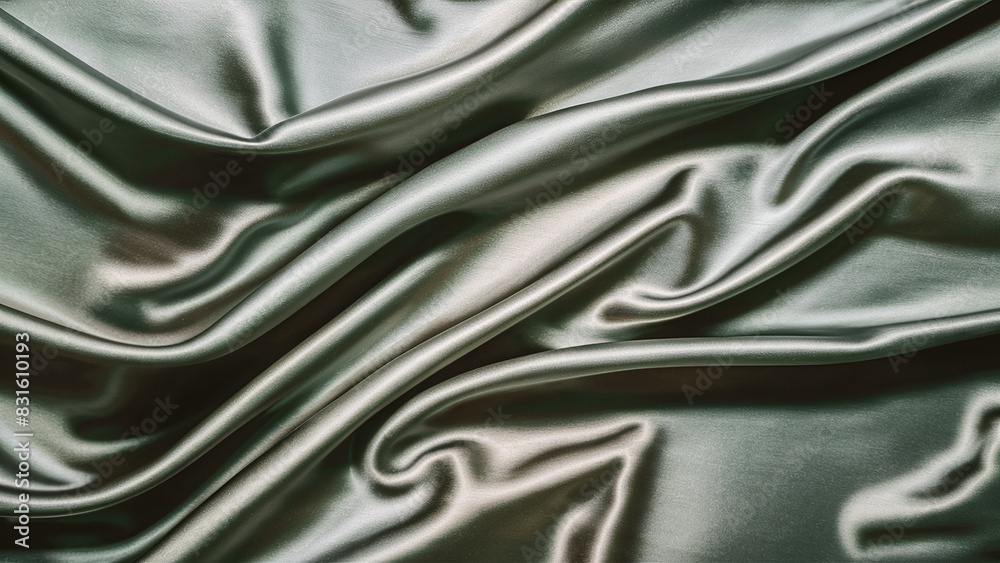Obraz premium Close-up of smooth, flowing silver satin fabric with elegant folds and drapery.