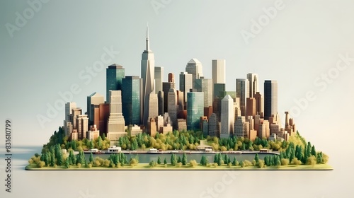 3d rendering of new york city isometric miniature