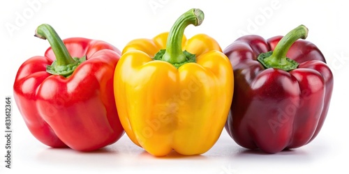 Red and yellow bell peppers isolated on background