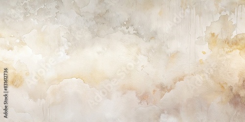 White Venetian plaster wall with watercolor texture photo