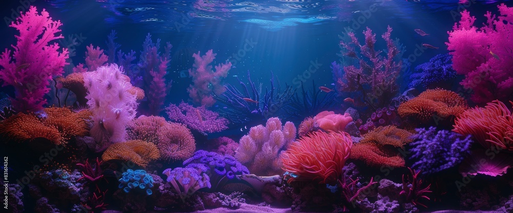 Fototapeta premium Abstract Underwater World With Digital Corals, Background