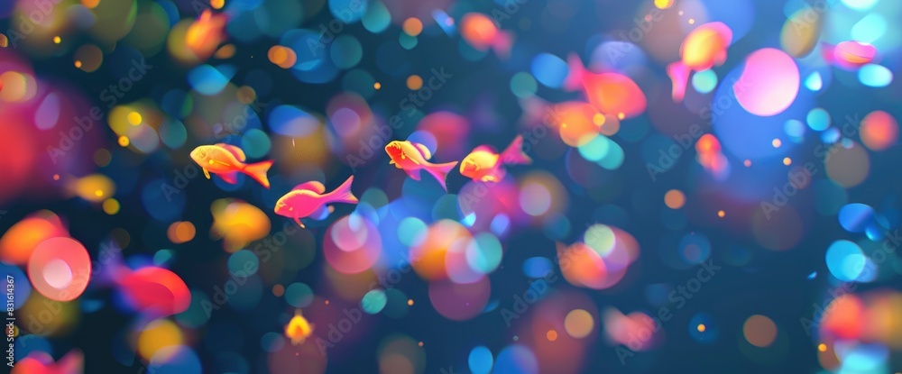 Abstract Underwater World With Glowing Fish, Background