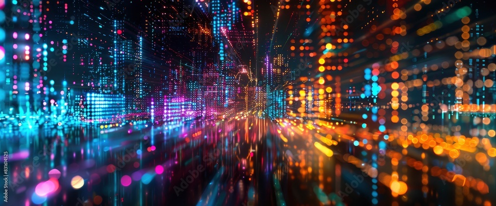 Abstract Urban Nightscape With Luminous Streets, Background