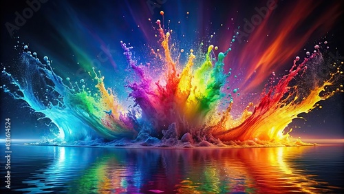 Vivid and colorful abstract background with exploding rainbow water splash, ideal for wallpaper photo