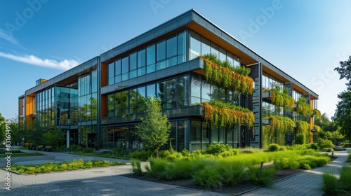 Sustainable Finance Building with Green Technology and Low Carbon Footprint - Eco-Friendly Architecture for a Greener Future