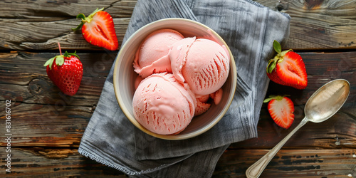 Bowl of Strawberry Ice Crea...