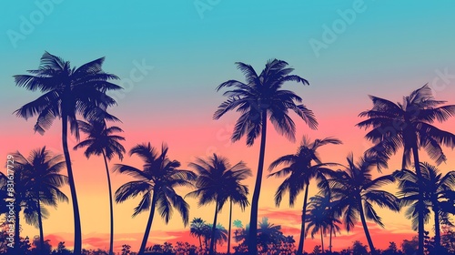 Summer composition. Palm leaves on pastel blue background.  © Farid