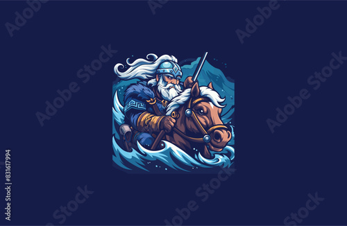  Horseman logo design template vector illustration