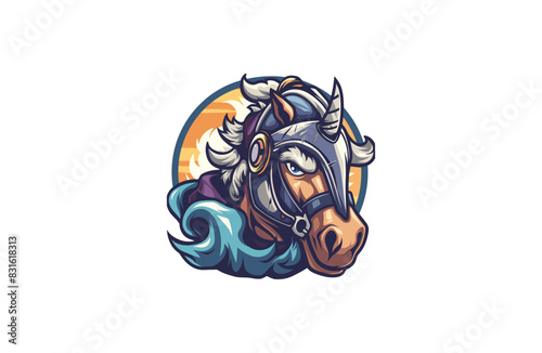  Horseman logo design template vector illustration