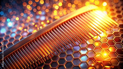 Abstract background of glowing comb texture, perfect for haircare or beauty concepts photo