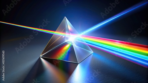 A prism refracting a light beam into various colors