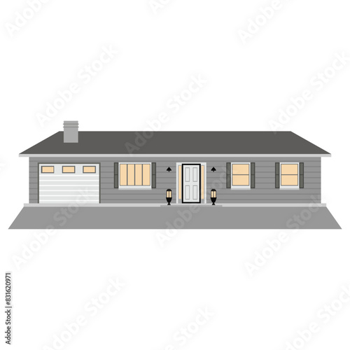 ranch style house illustration