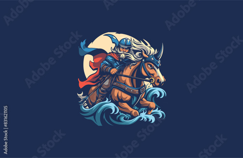  Horseman logo design template vector illustration