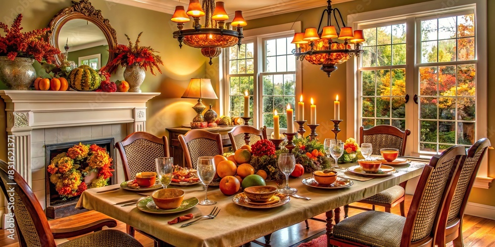 Cozy and welcoming Thanksgiving dining room decor