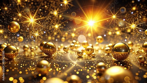Abstract background of shiny golden element with glowing lights