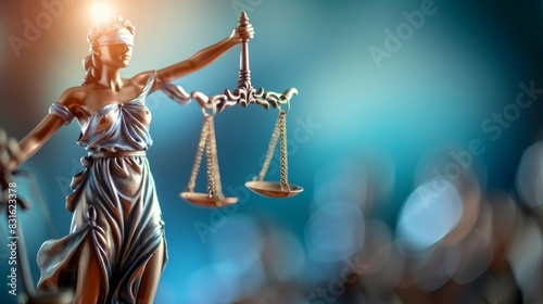 A statue of a woman holding a scale, Themis or Lady Justice concept